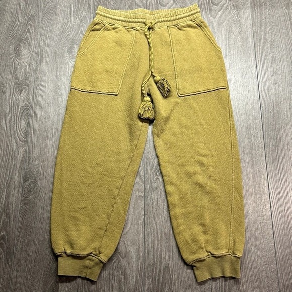 Ulla Johnson Pants - Ulla Johnson Olive Green Cotton Tassel Drawstring Medium Sweatpants Joggers
